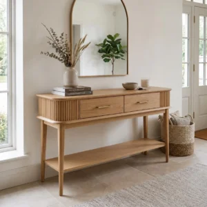 Solid Wood Fluted Console Table